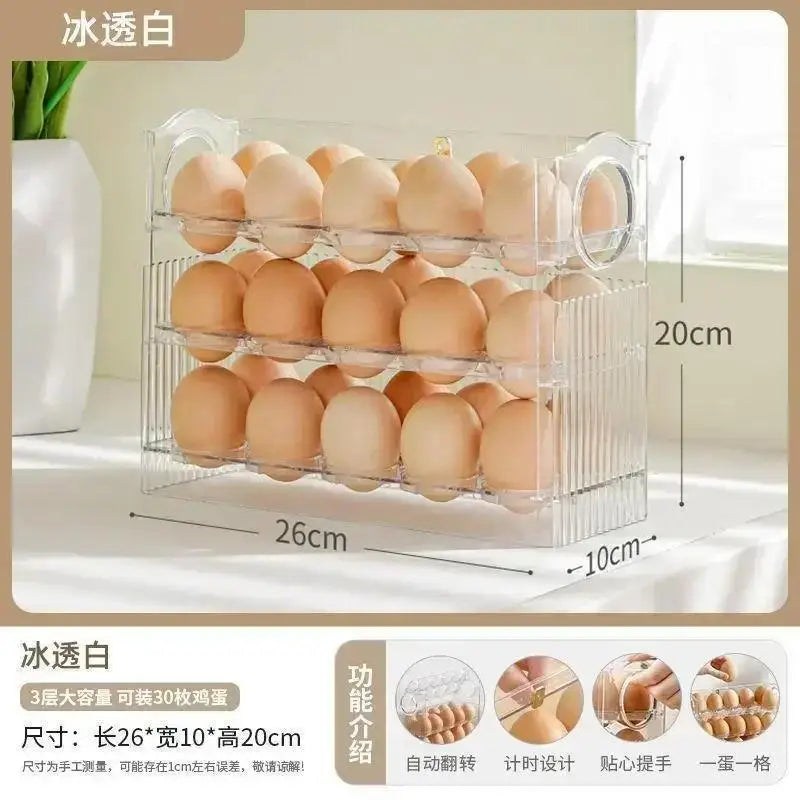 30/12 Grids Eggs Storage Box Rotating Eggs Refrigerator Organizer Food Containers Eggs Case Holder Dispenser Kitchen Storage Box