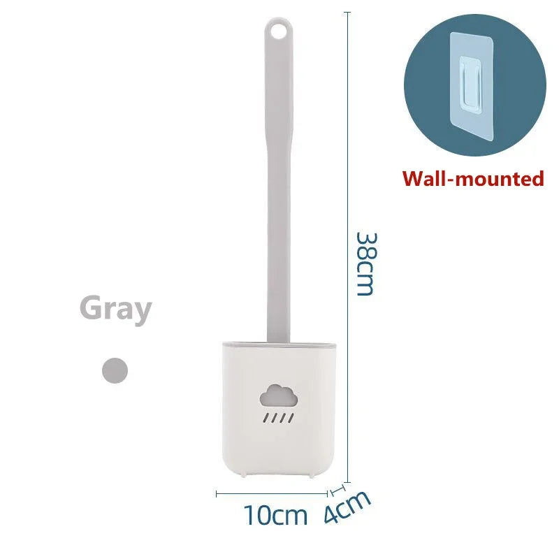 Flat-Head Silicone Toilet Brush with Holder