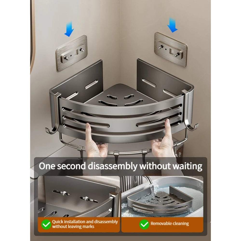 No-Drill Aluminum Bathroom Shower Shelf