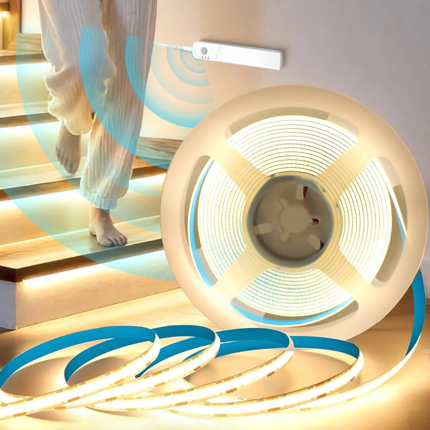 Battery-Powered Motion Sensor COB LED Strip Light