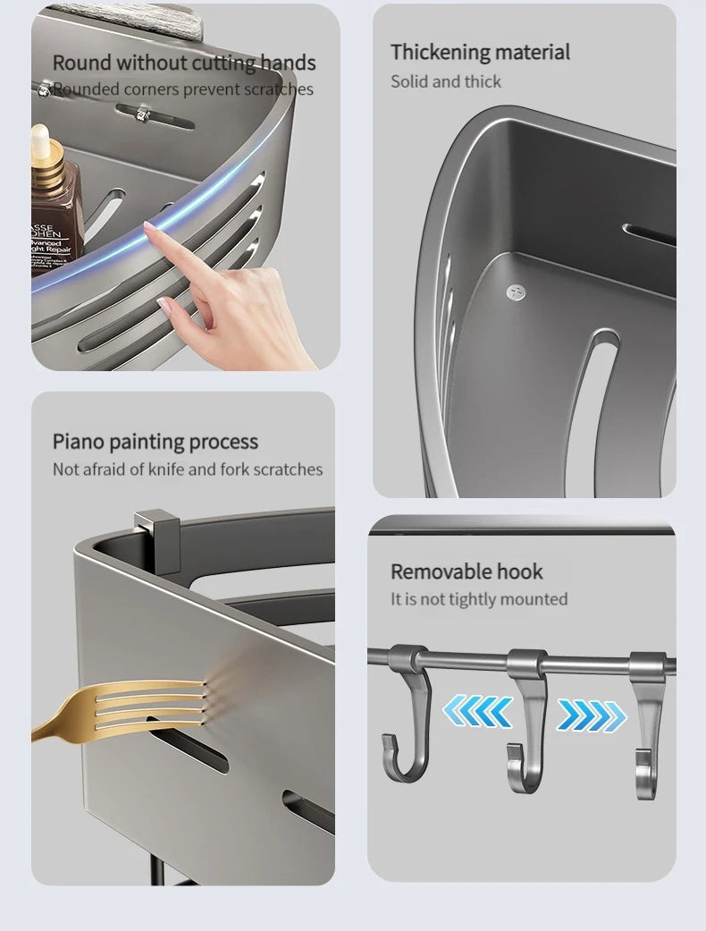 No-Drill Aluminum Bathroom Shower Shelf