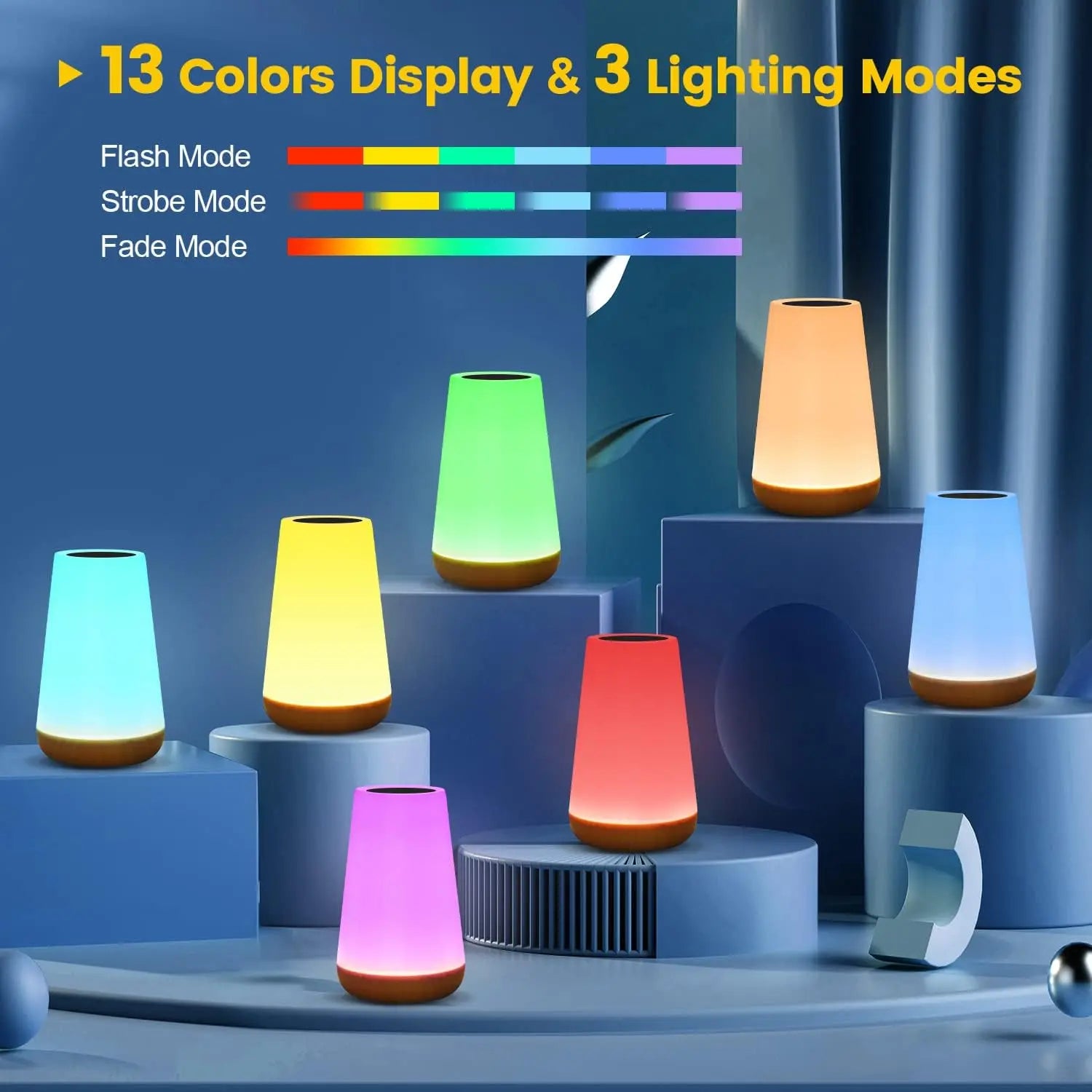 13-Color RGB Rechargeable Night Light with Remote