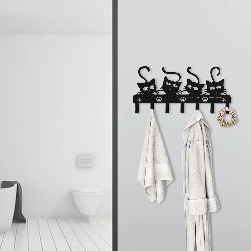 Black Cat Iron Wall Key Holder