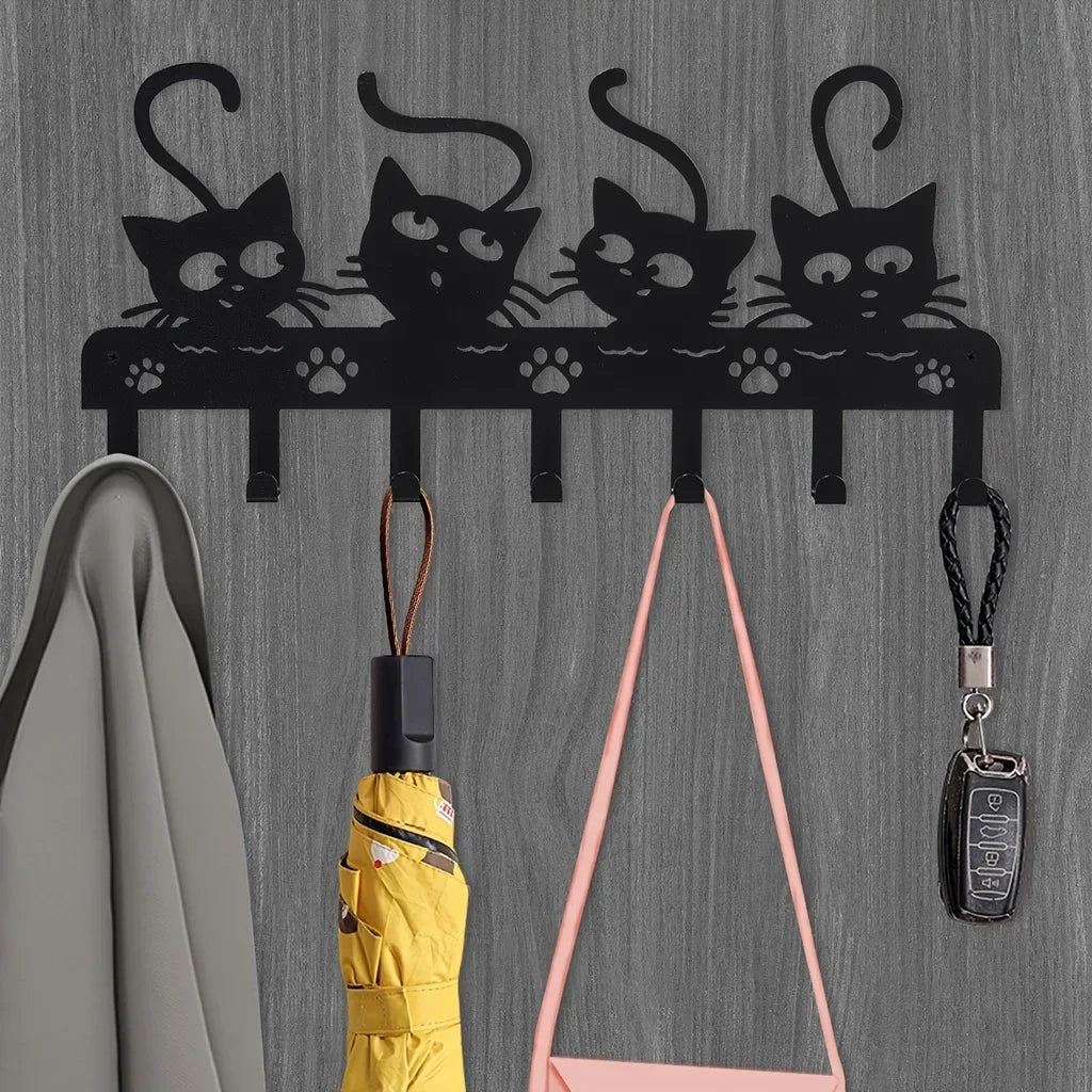 Black Cat Iron Wall Key Holder