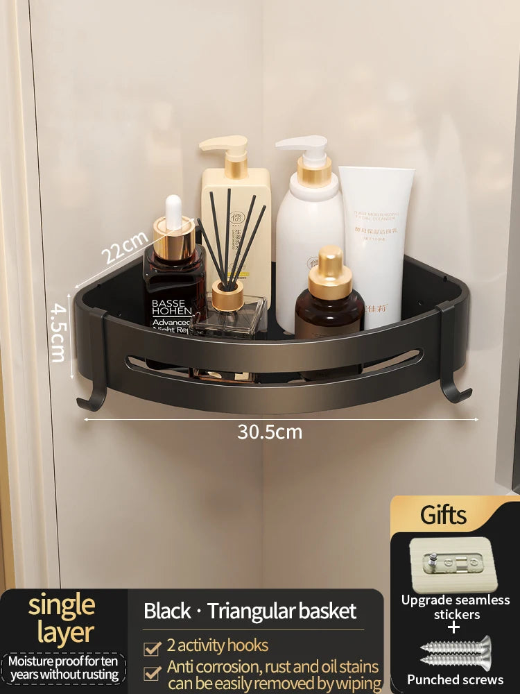 No-Drill Aluminum Bathroom Shower Shelf