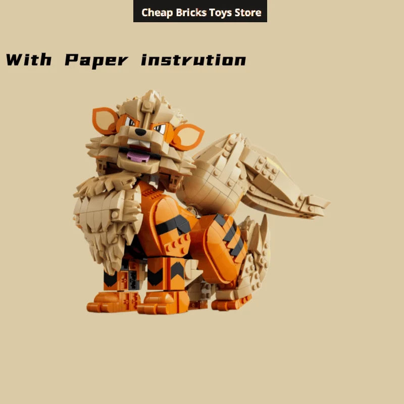 Fantasy Fire Beast Model Building Blocks Bricks Christmas DIY Toy for Family Decor Gifts In Stock New 1190pcs Posable Wild Dog