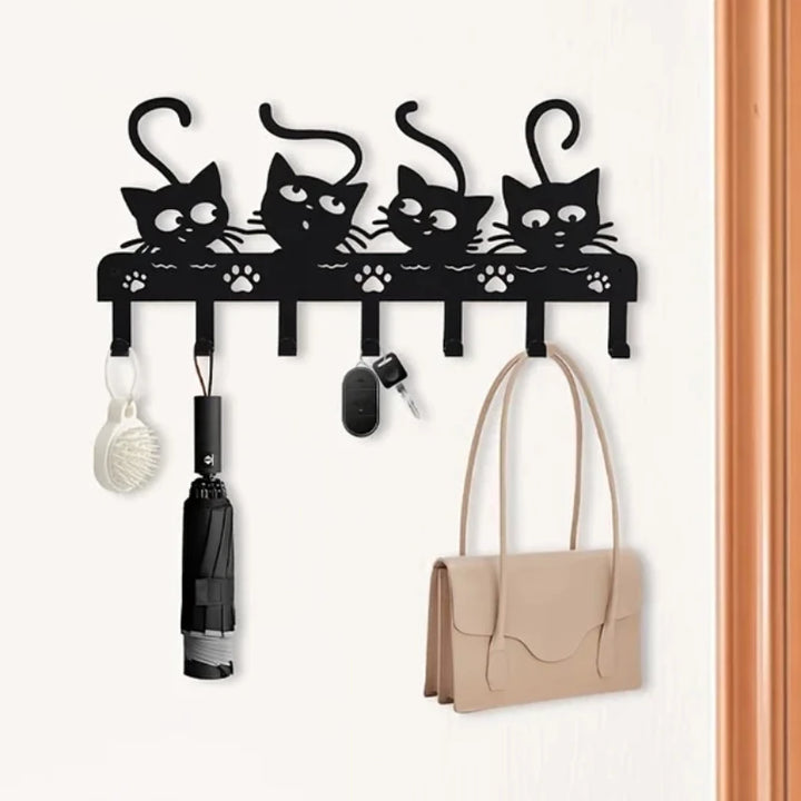 Black Cat Iron Wall Key Holder