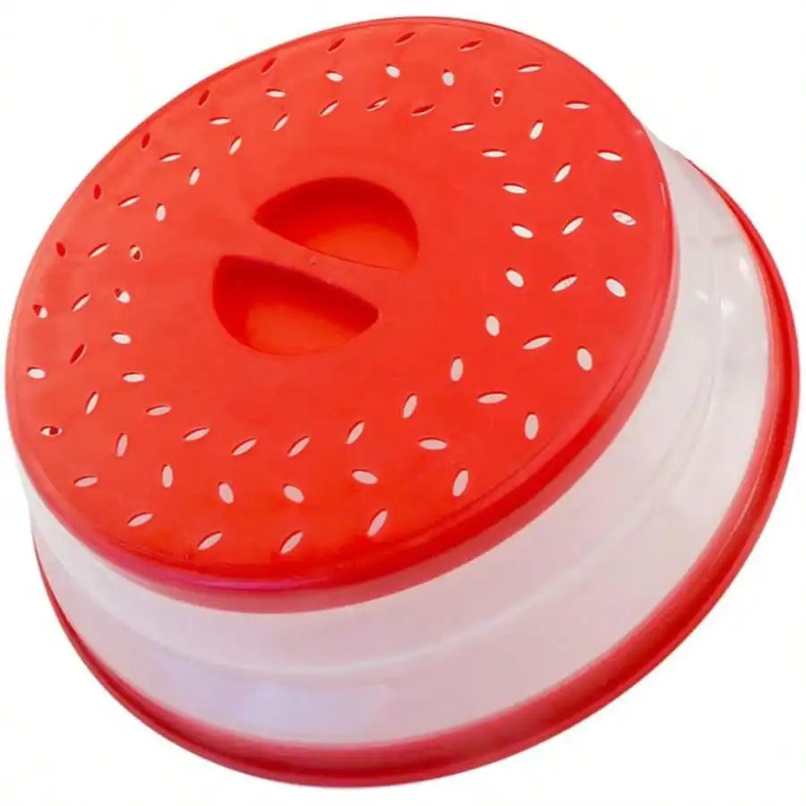 2 In 1 Microwave Splatter Coverwith Tray, Vented Collapsible Microwave Cover For Food, Vented Silicone Splatter Guard Lid - Vegetable Fruit Colander