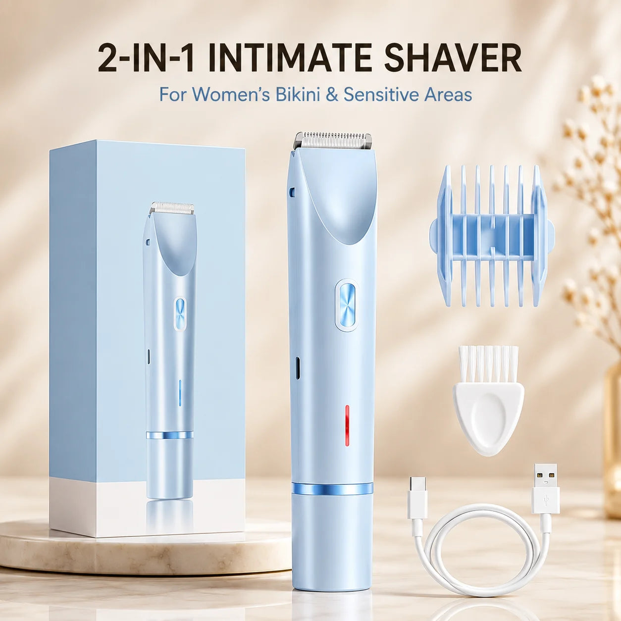 Rechargeable 2-in-1 Bikini and Underarm Trimmer