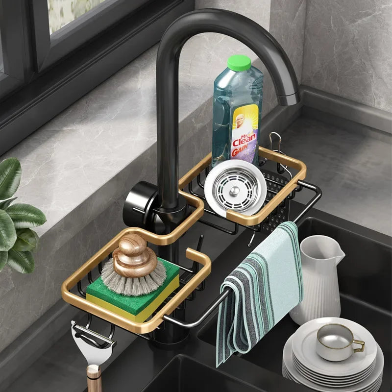 Aluminum Sink Caddy with Faucet Holder