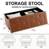 Tufted Faux Leather Storage Bench Ottoman