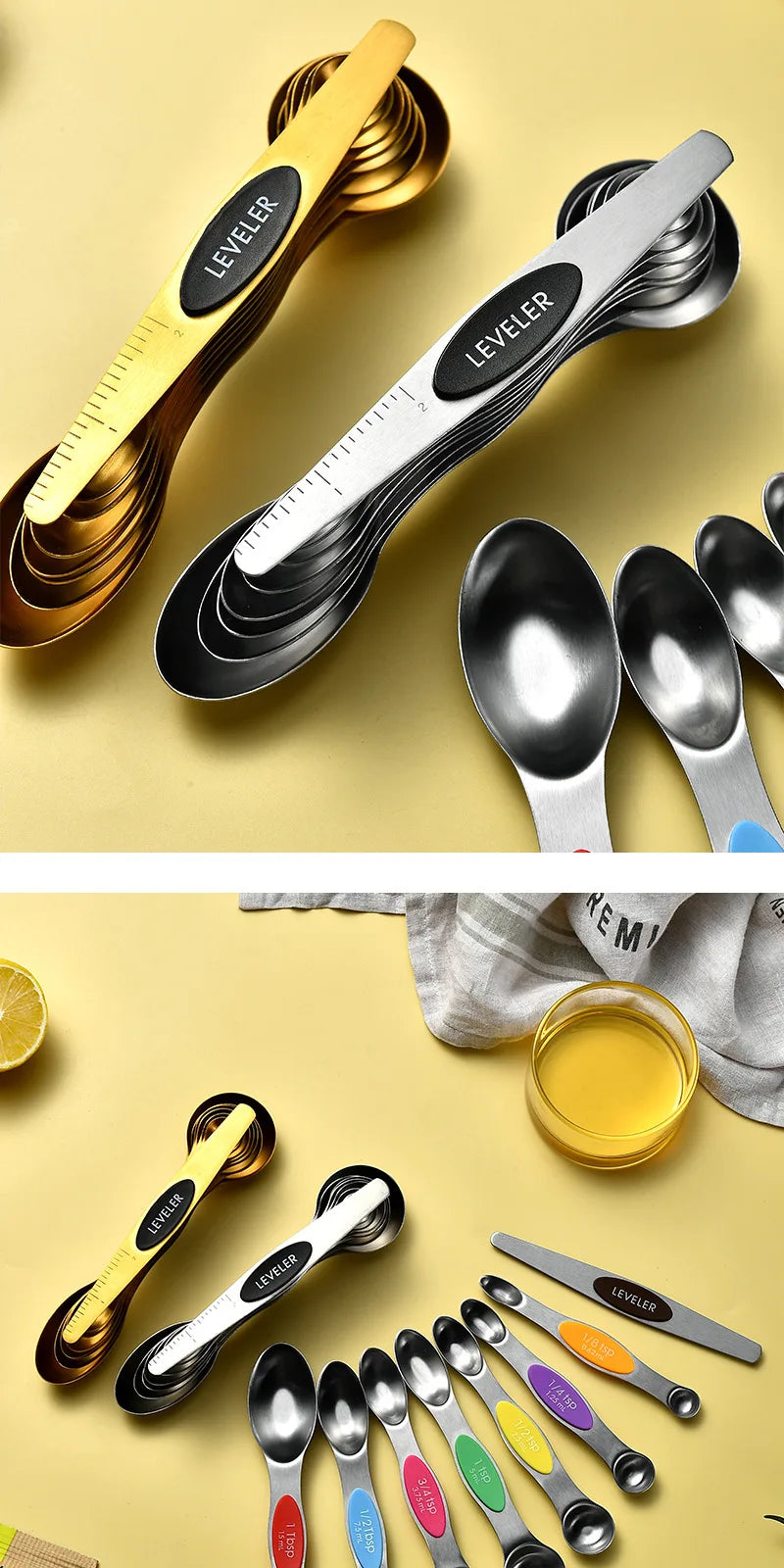 8-Piece Magnetic Stainless Steel Measuring Spoons