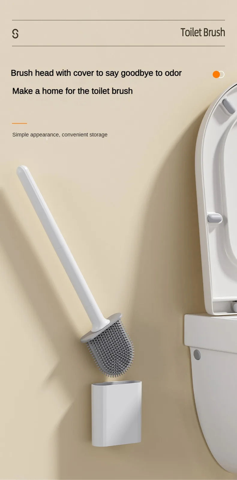 Flexible Silicone Toilet Brush with Holder