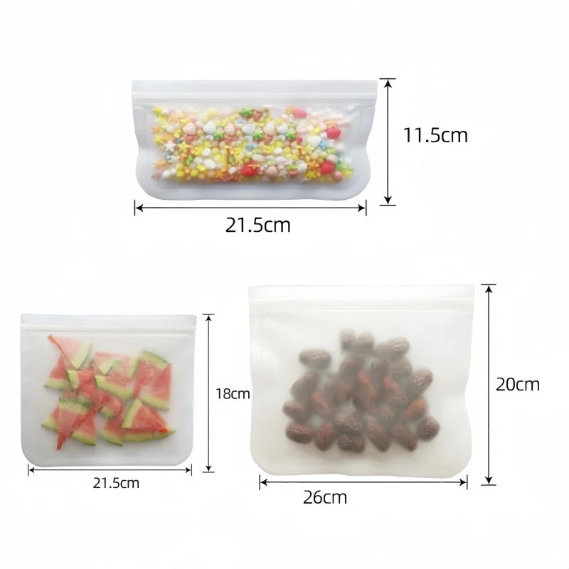 Reusable Silicone Food Storage Bags, Stand-Up Design
