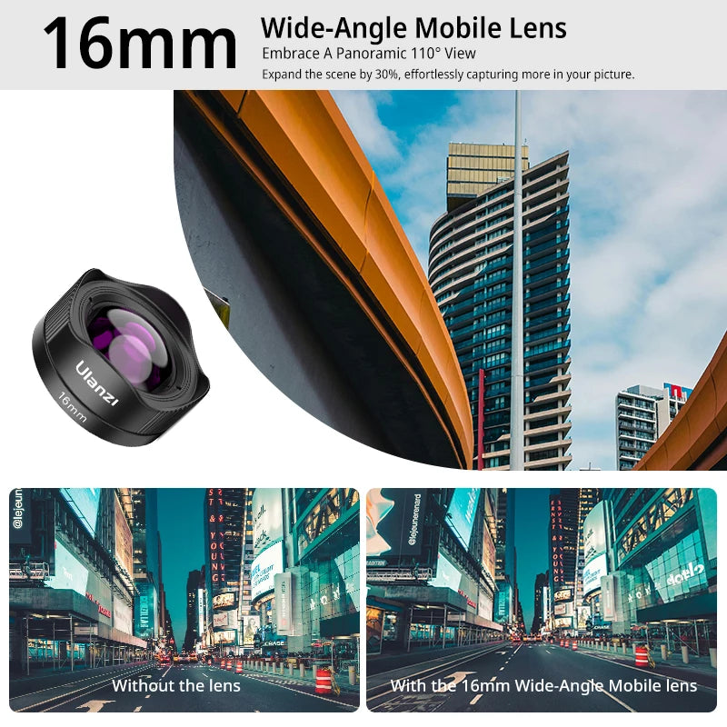 Ulanzi Phone 75mm Macro Lens With Clip Mount 0.5X Ultra Wide Angle External Fisheye Multiplier Lens Camera kit For iPhone 16 15