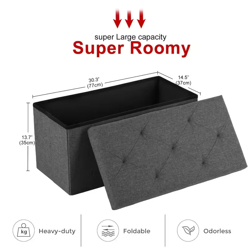 Folding Storage Ottoman Bench with Seat