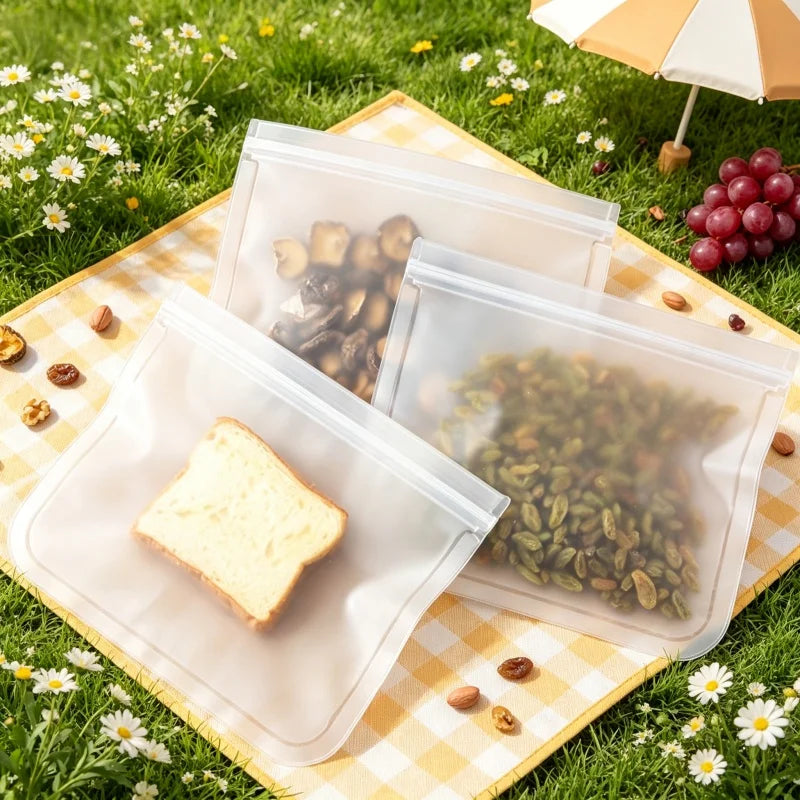 Reusable Silicone Food Storage Bags, Stand-Up Design