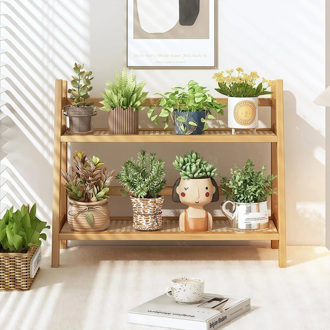 2-Tier Wicker-Look Coffee Station Organizer