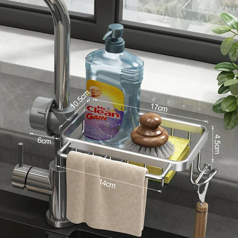 Aluminum Sink Caddy with Faucet Holder
