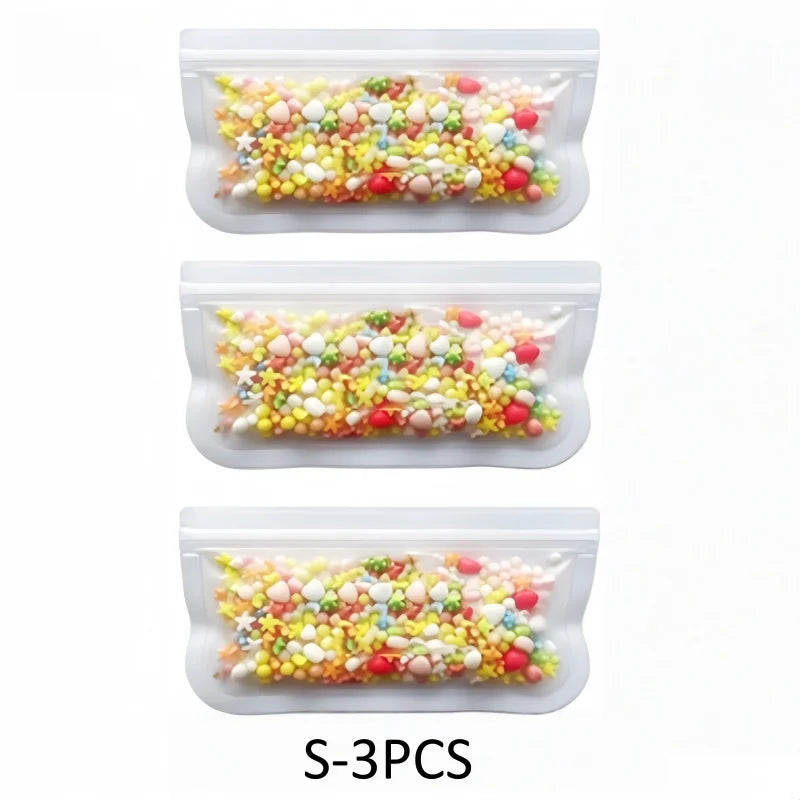 Reusable Silicone Food Storage Bags, Stand-Up Design
