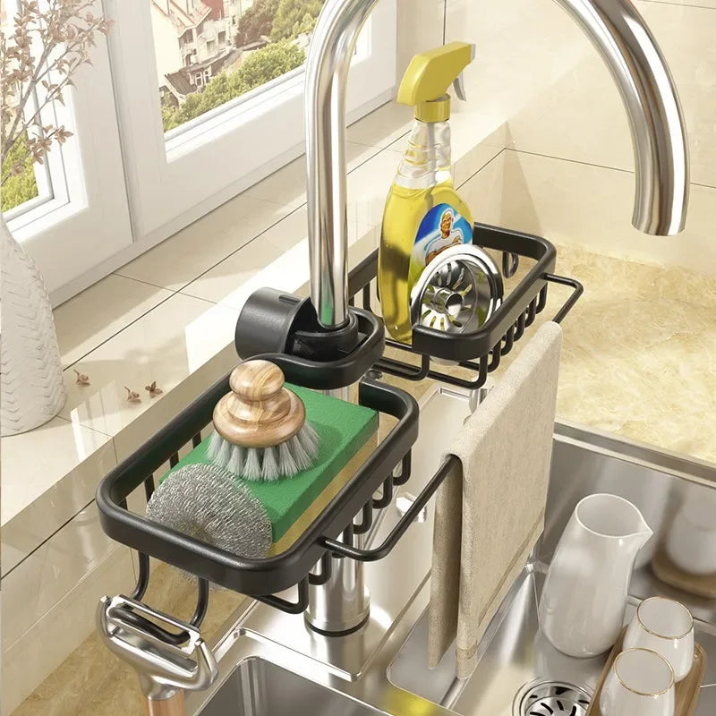 Aluminum Sink Caddy with Faucet Holder