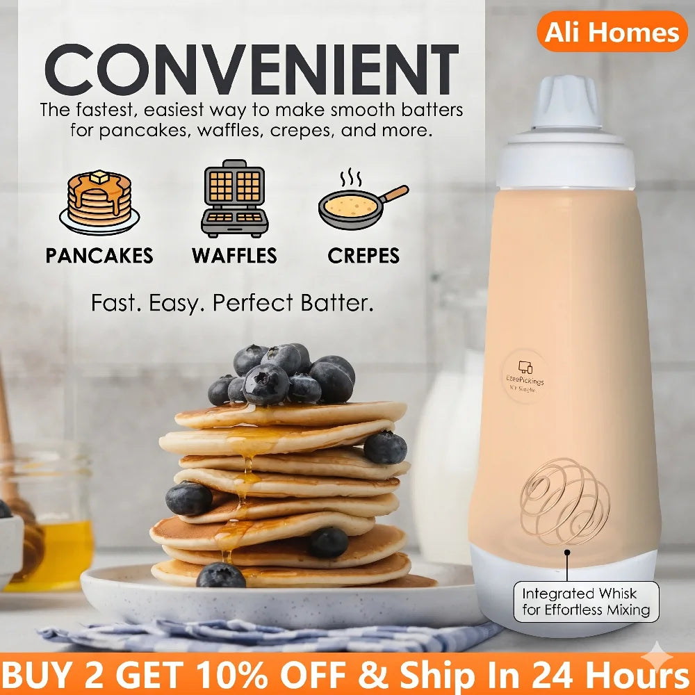 Waffles Dispenser 1000ML Batter Mixing Bottle Pancake Dispenser and Mixer Pancake Batter Shaker Bottle Cake Baking Cookie Tools