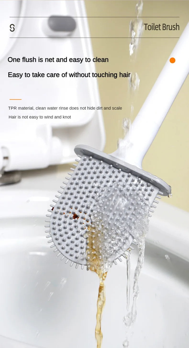 Flexible Silicone Toilet Brush with Holder
