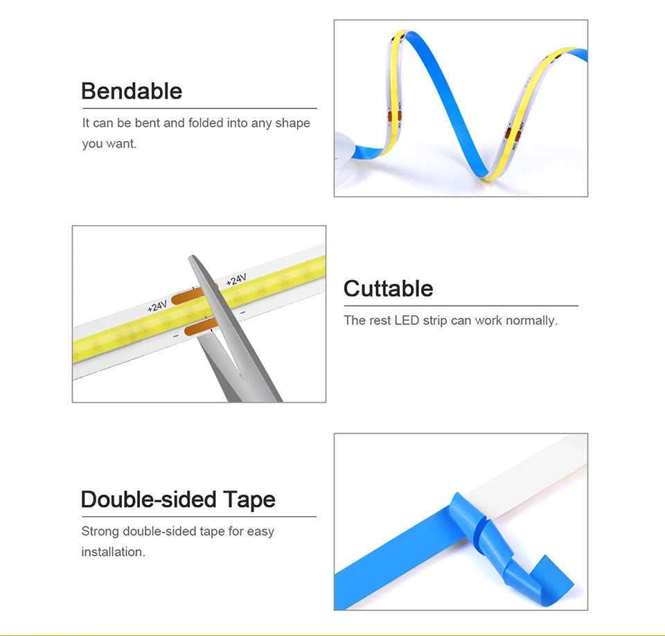 Flexible COB LED Strip with Wireless Motion Sensor
