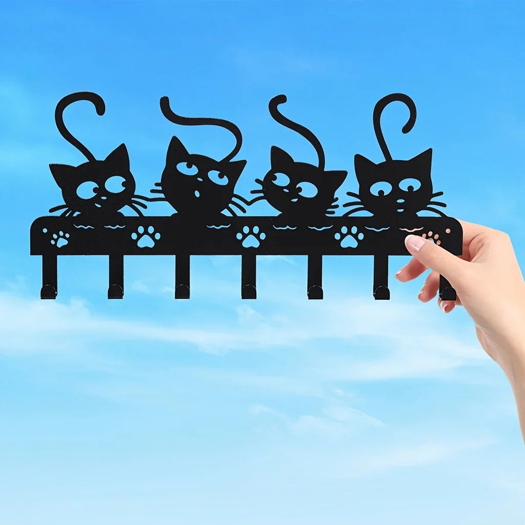 Black Cat Iron Wall Key Holder