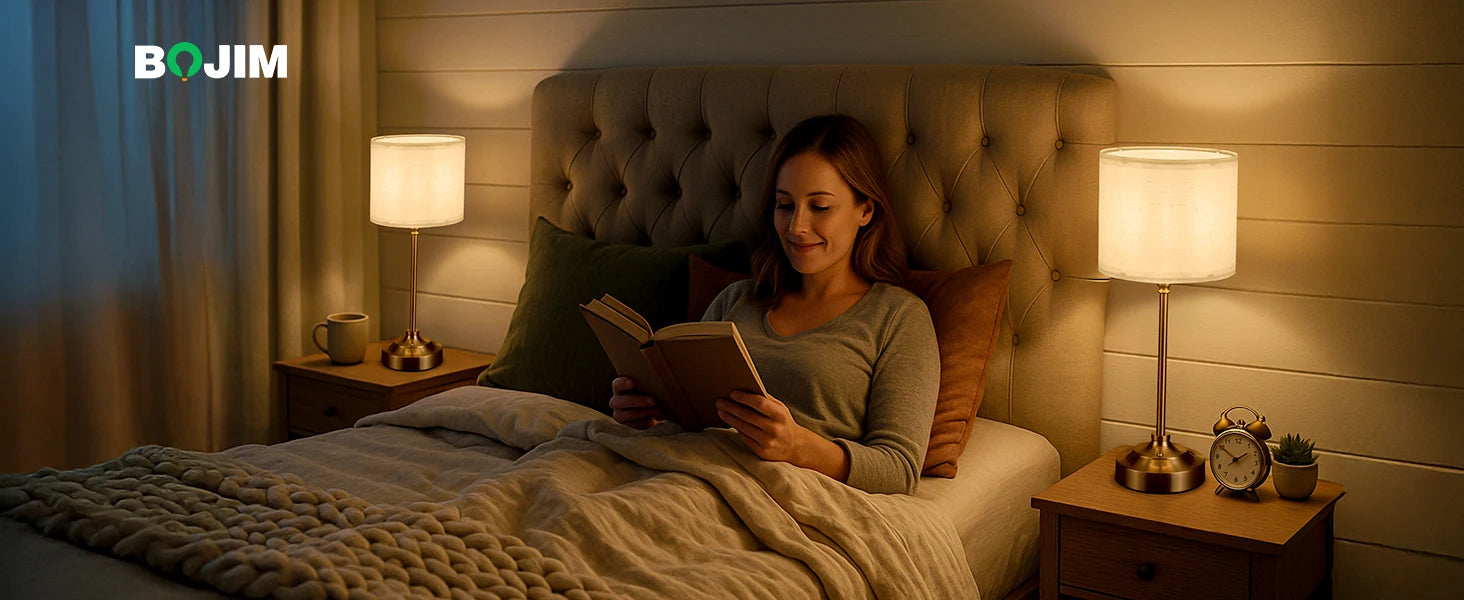 Rechargeable Touch Table Lamp with Dimmable Fabric Shade