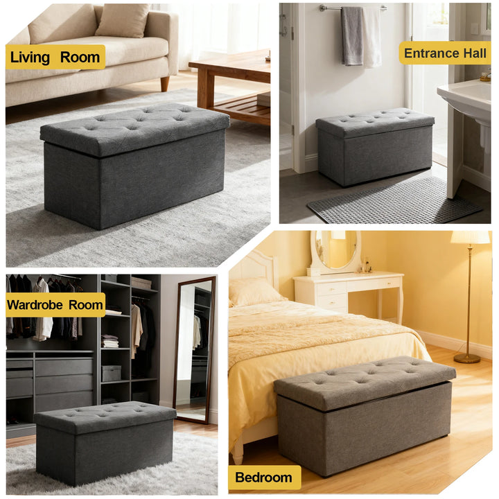 Folding Storage Ottoman Bench with Seat