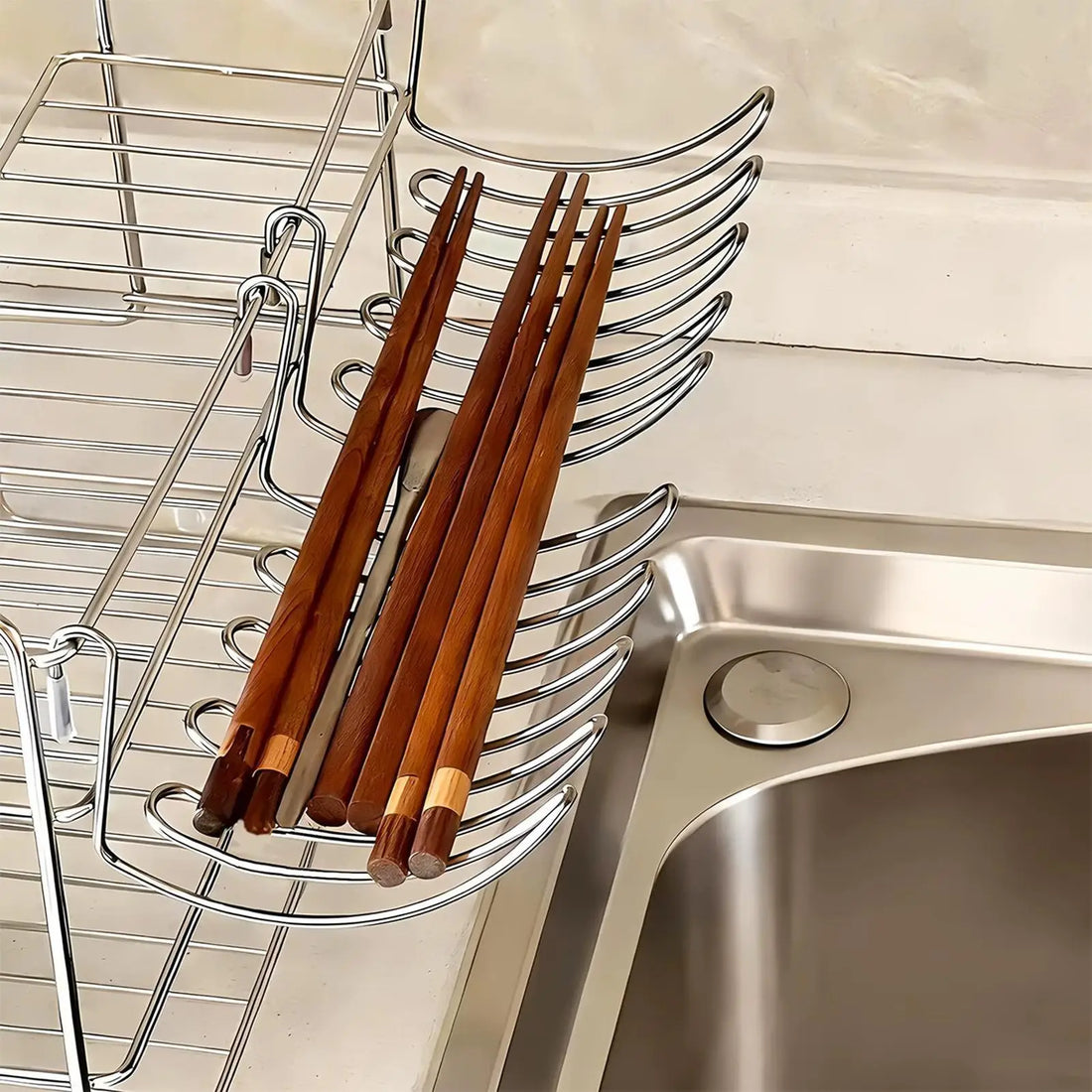 Expandable Stainless Steel Over-Sink Drain Rack