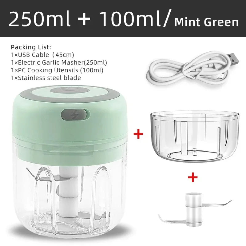 100ML/250ML Electric  Meat Mincer Garlic Chopper Rotate Garlic Press Crusher Vegetable Onion Cutter Kitchen Cooking Accessories
