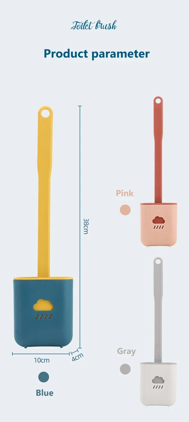 Flat-Head Silicone Toilet Brush with Holder