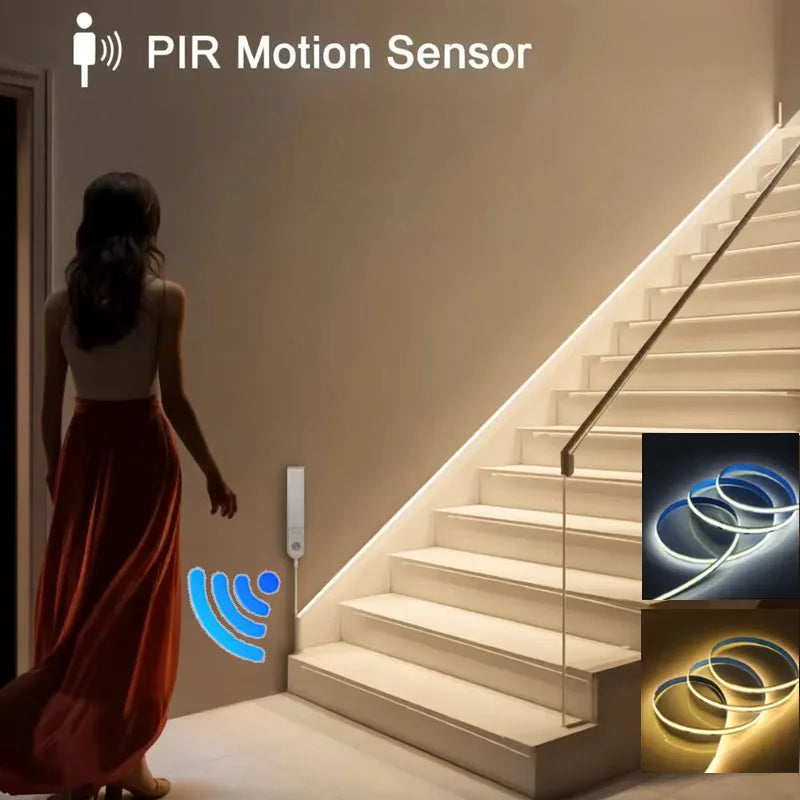 Battery-Powered Motion Sensor COB LED Strip Light