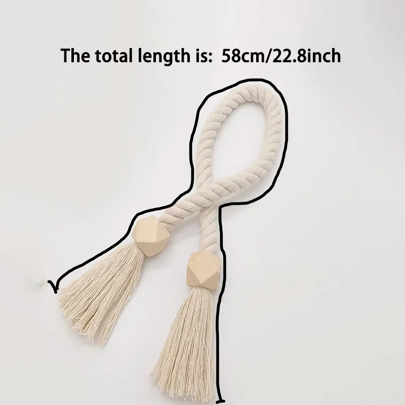 Magnetic Wooden Tassel Curtain Holdbacks
