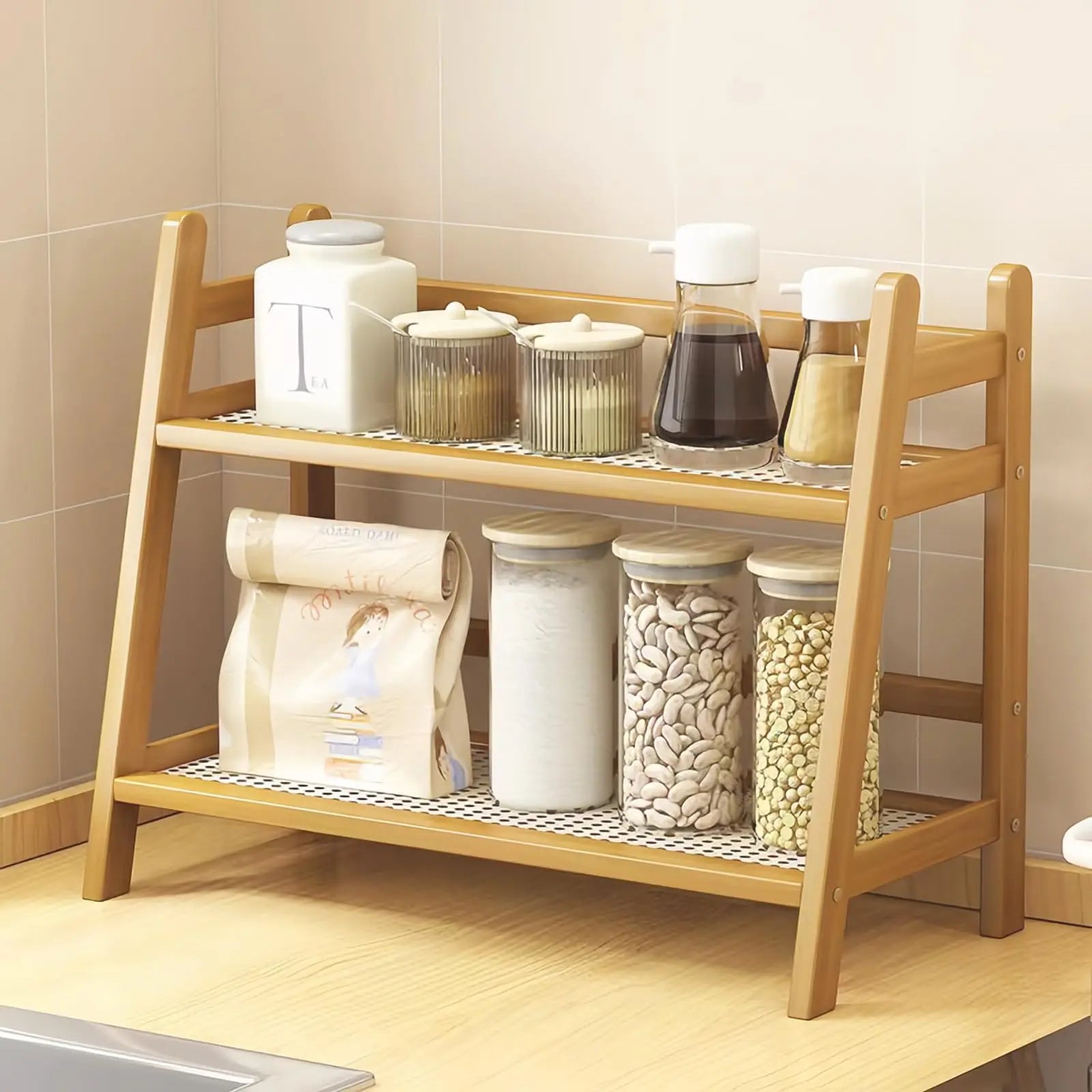 2-Tier Wicker-Look Coffee Station Organizer