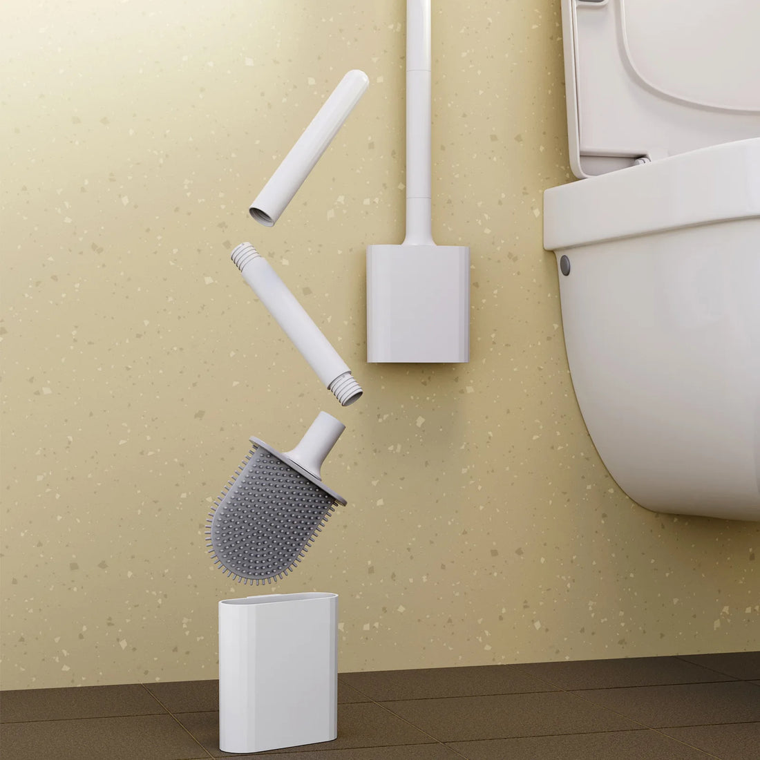 Flexible Silicone Toilet Brush with Holder