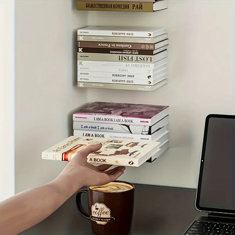 4-Piece Matte Black Metal Floating Shelves