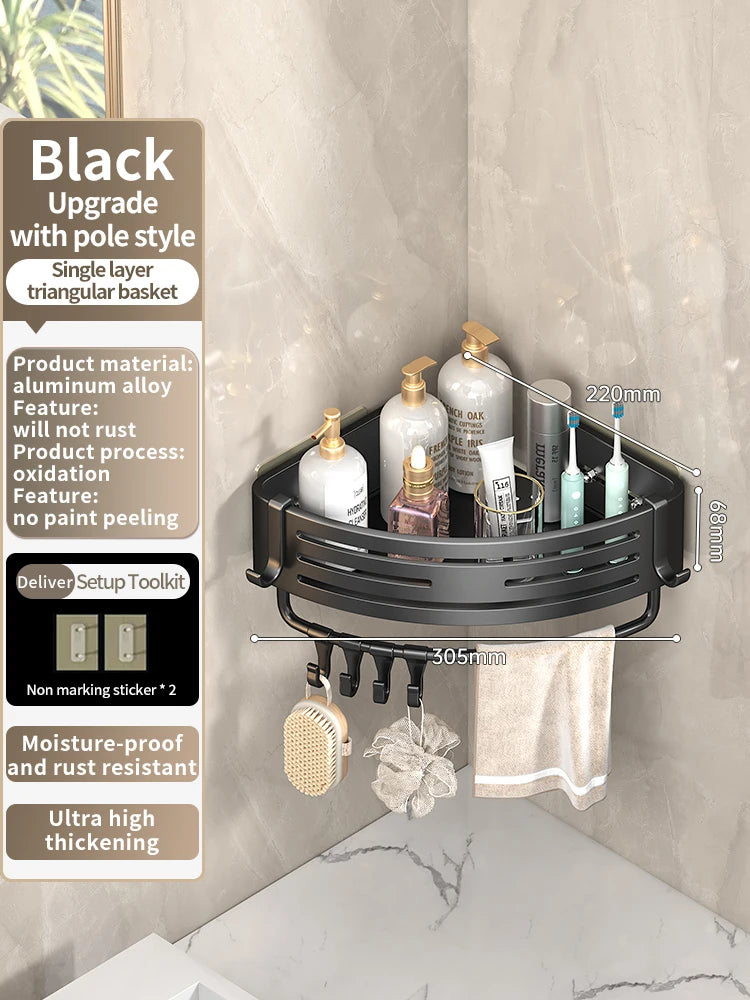 No-Drill Aluminum Bathroom Shower Shelf