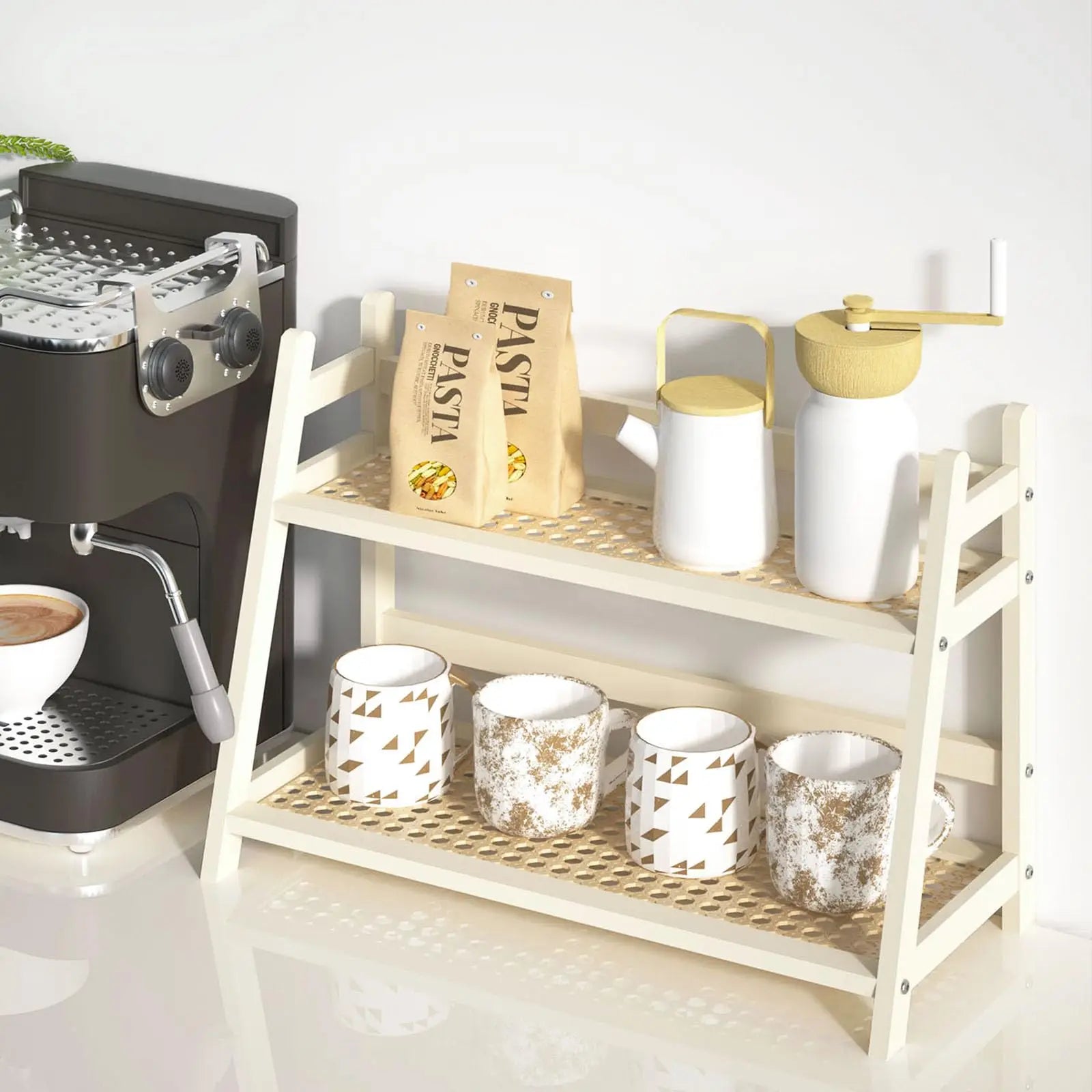 2-Tier Wicker-Look Coffee Station Organizer