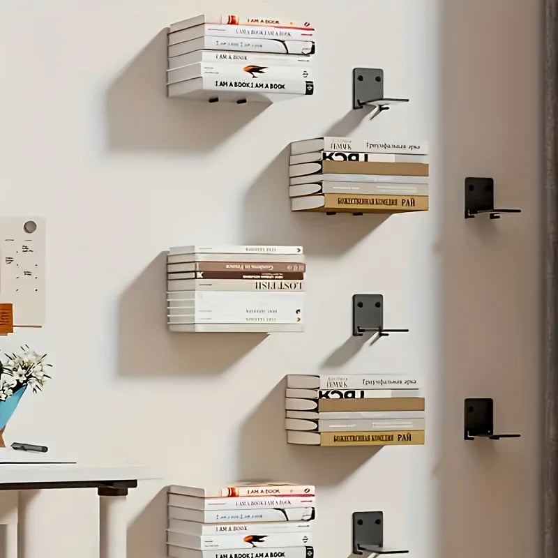 4-Piece Matte Black Metal Floating Shelves
