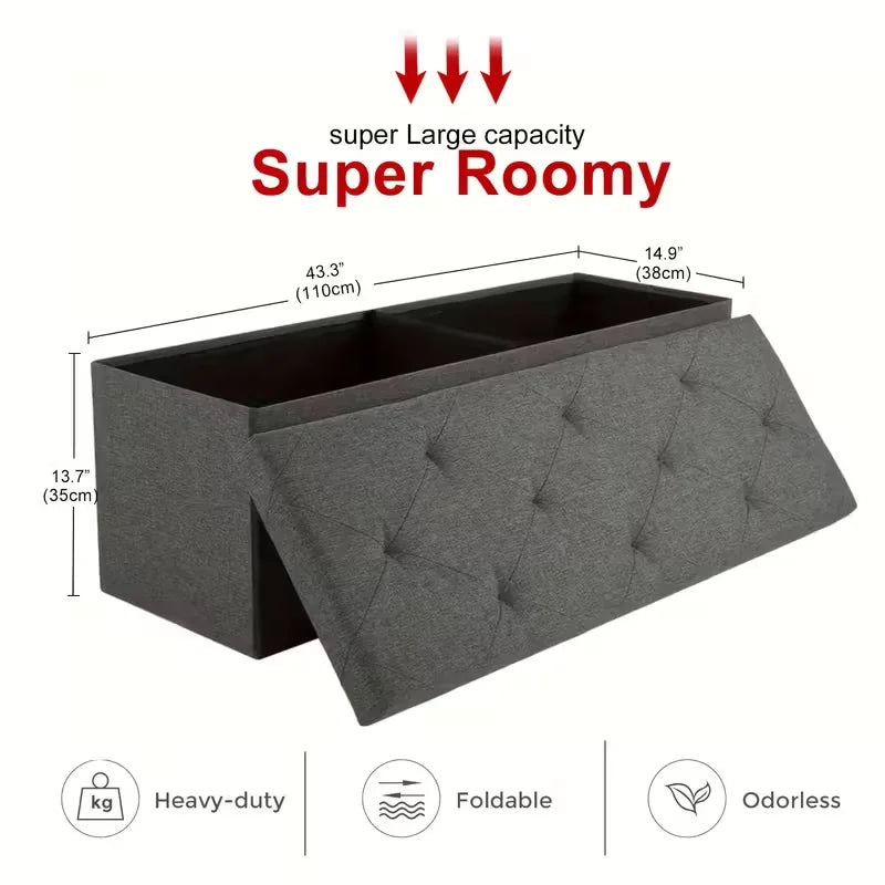 Folding Storage Ottoman Bench with Seat