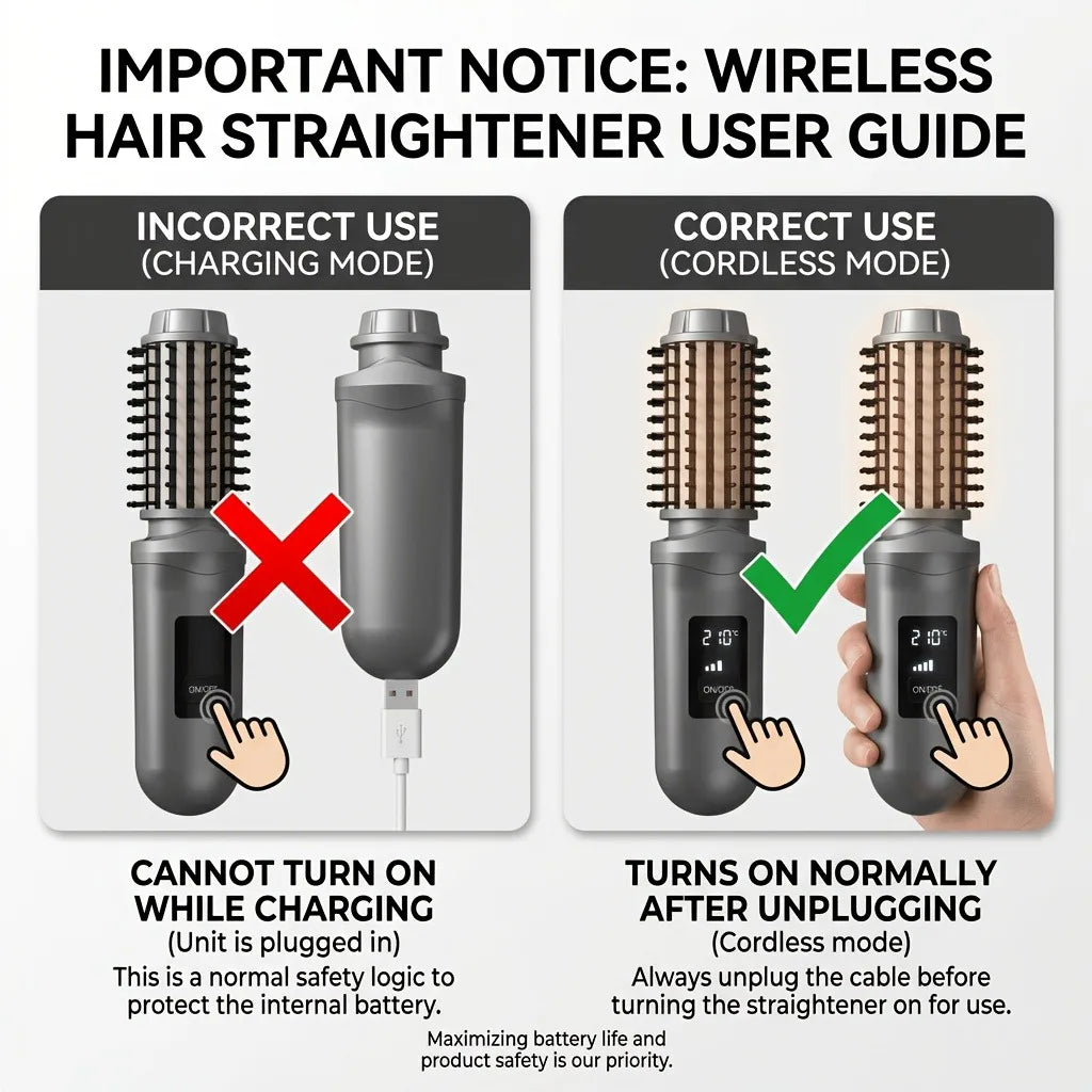 Portable Cordless Hair Straightening Comb