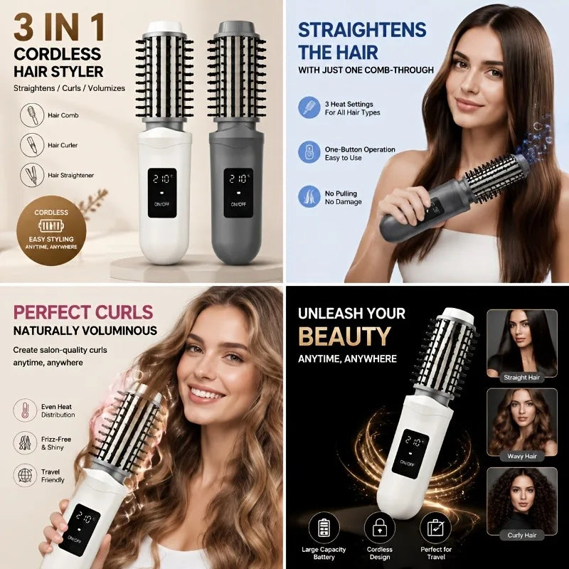 Portable Cordless Hair Straightening Comb