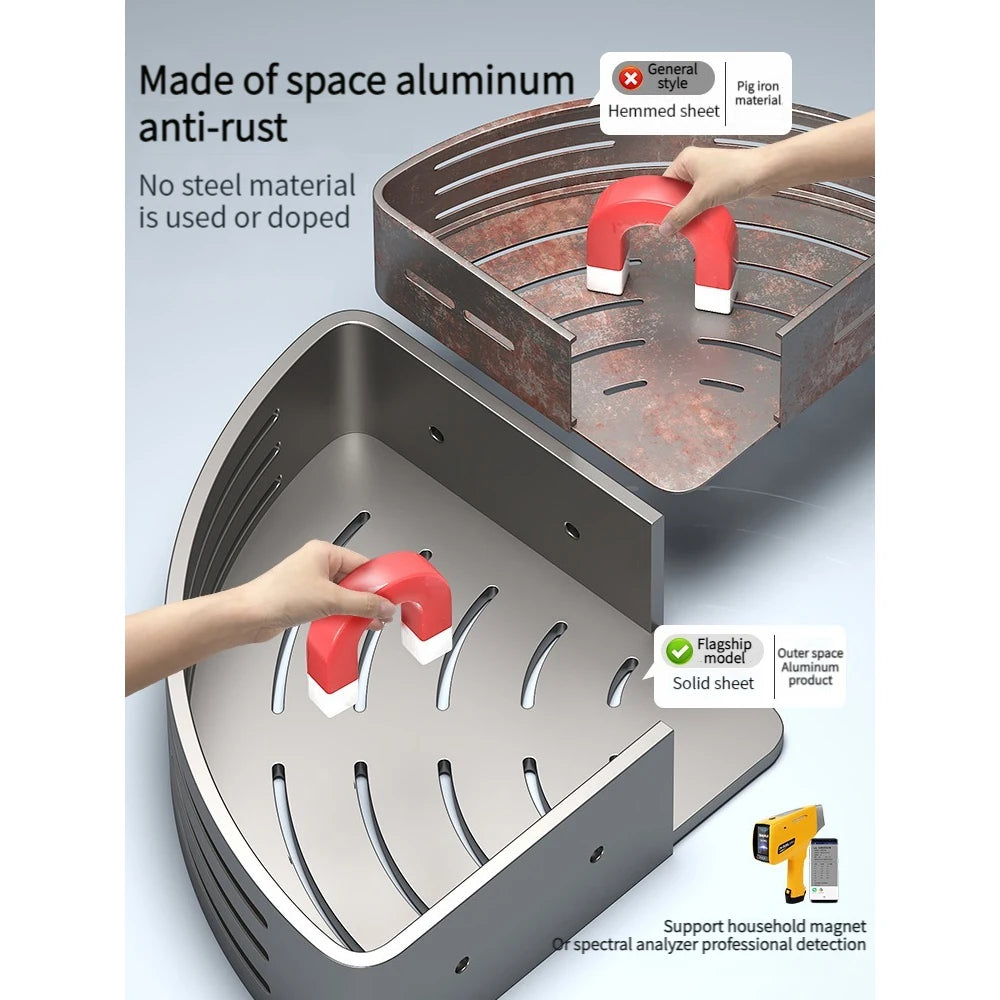No-Drill Aluminum Bathroom Shower Shelf