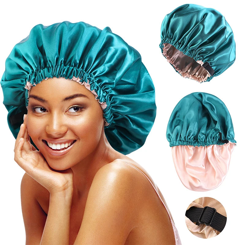 Adjustable Satin Bonnet for Sleeping