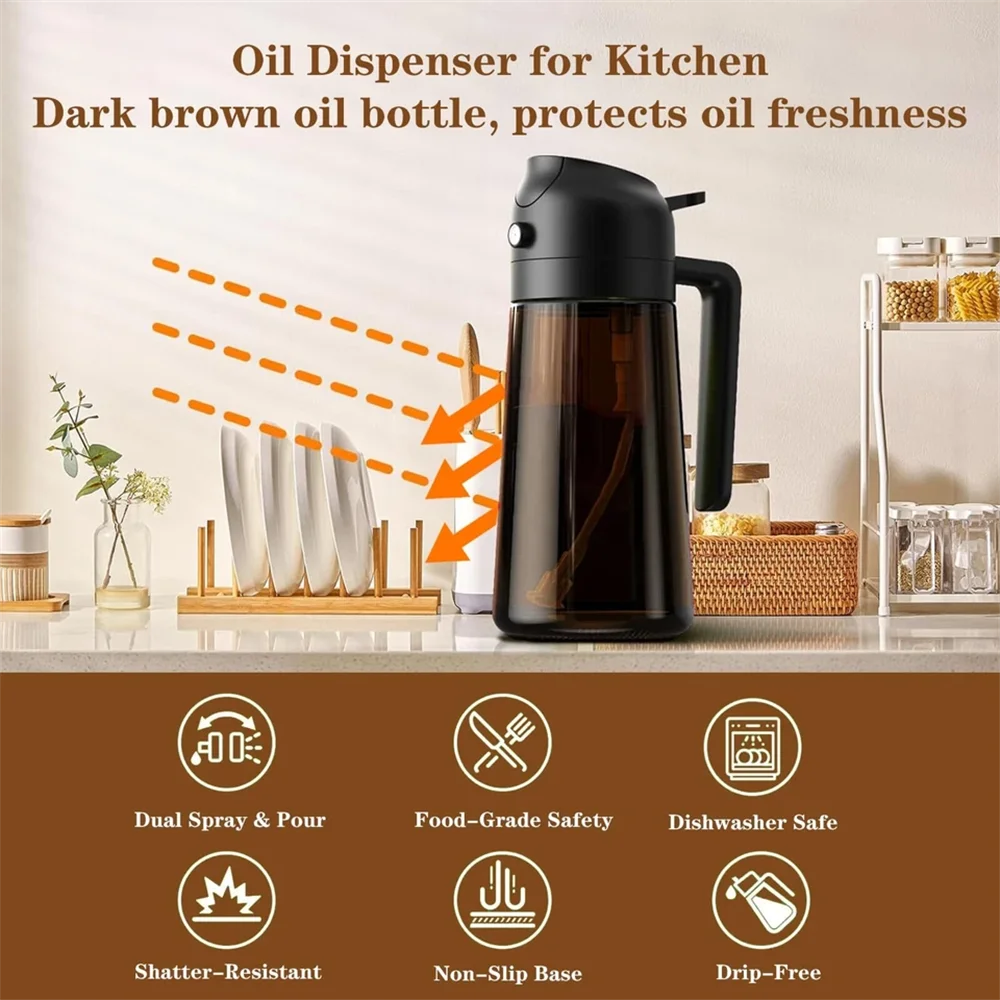 2-in-1 Glass Oil Dispenser and Sprayer