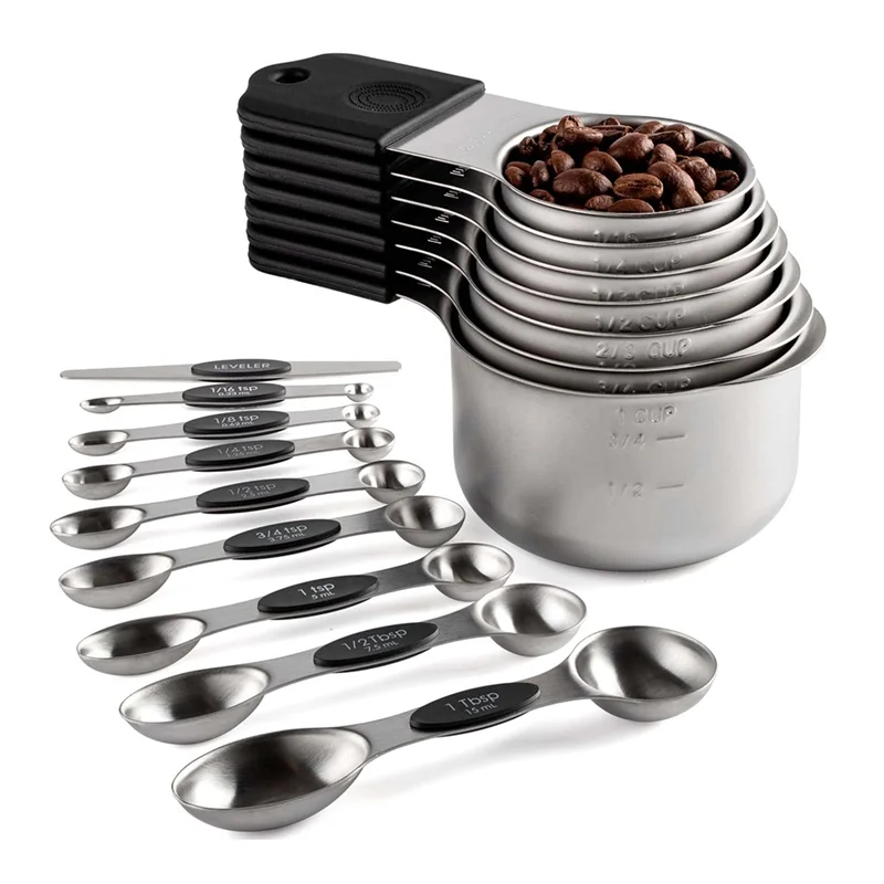 16-Piece Magnetic Stainless Steel Measuring Set