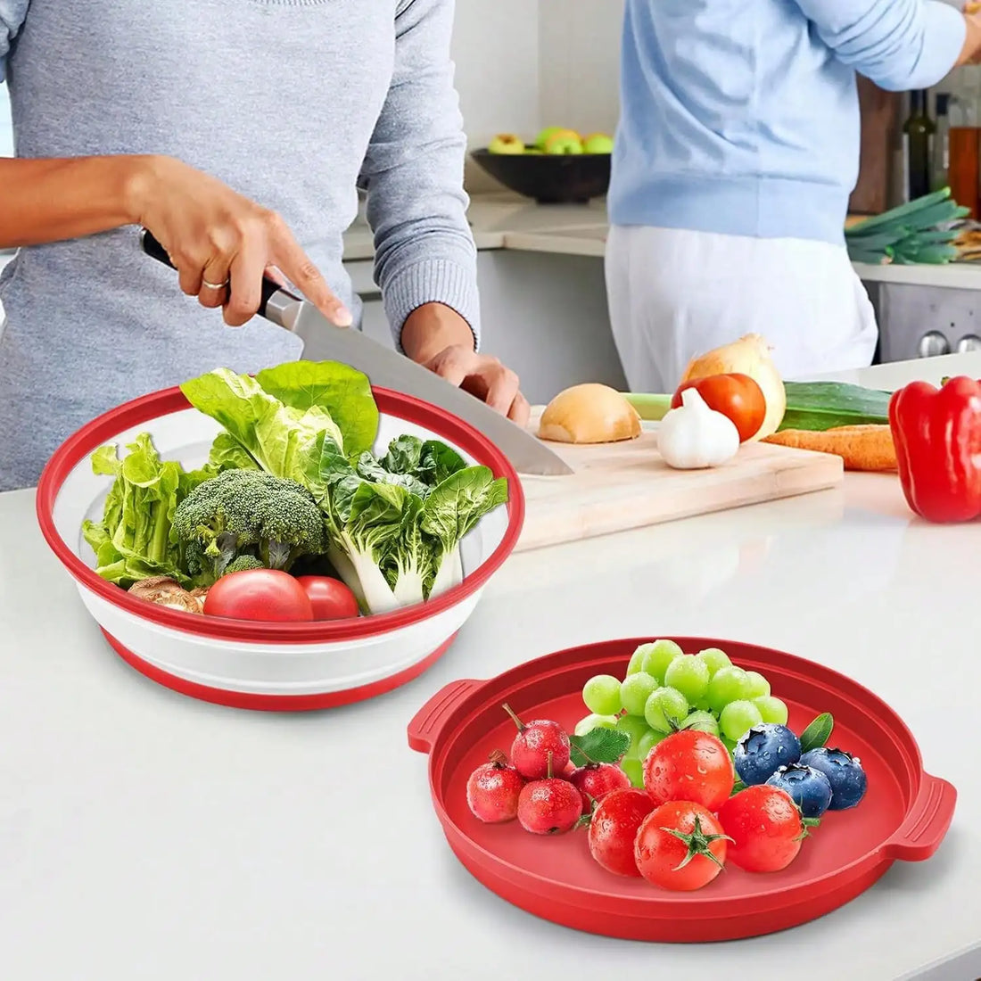 2 In 1 Microwave Splatter Coverwith Tray, Vented Collapsible Microwave Cover For Food, Vented Silicone Splatter Guard Lid - Vegetable Fruit Colander